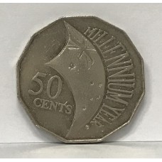 AUSTRALIA 2000 . FIFTY 50 CENTS COIN . MILLENNIUM INCUSED